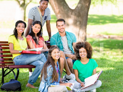 Portrait of students studying at campus