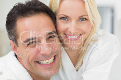 Closeup portrait of a cheerful woman and man