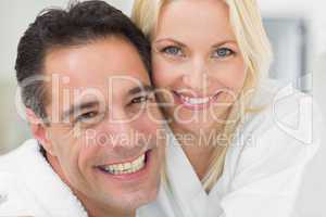 Closeup portrait of a cheerful woman and man
