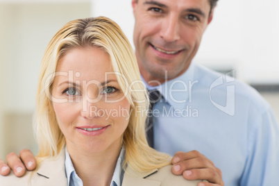 Closeup portrait of a smiling woman and man