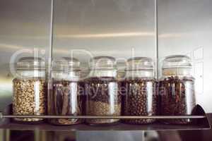 Assorted spices in bottles