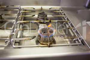 Gas stove with flame