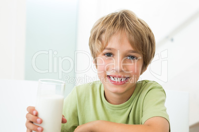 Happy boy with glass of milk