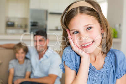 Cute girl smiling at home