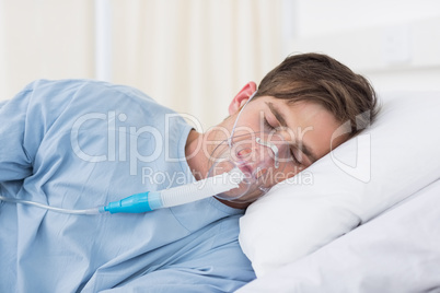 Male patient wearing oxygen mask