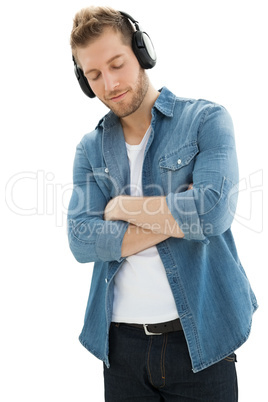 Handsome of a young man enjoying music