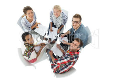 Group portrait of casual people in meeting