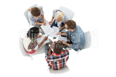 Group of casual young people in meeting