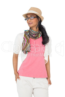 Cool young woman posing over white background