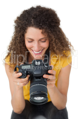Close-up of a female photographer