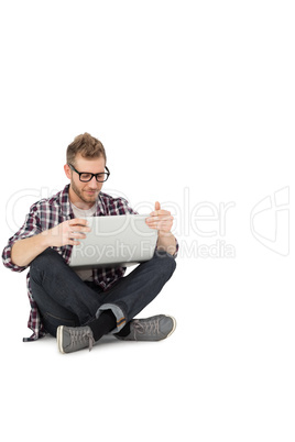 Full length of a young man with laptop