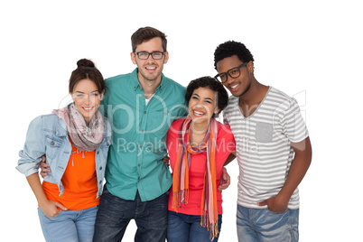 Portrait of four happy young friends