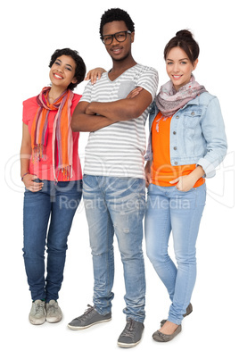 Full length portrait of three cool young friends