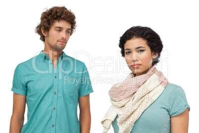 Portrait of a serious casual young couple