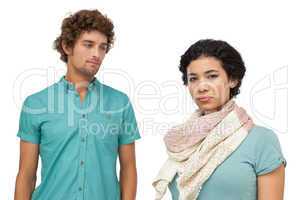 Portrait of a serious casual young couple