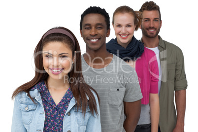 Portrait of four happy young friends