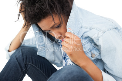 Close-up of a sad young woman