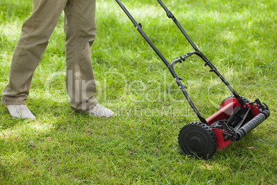 Person moving the lawn