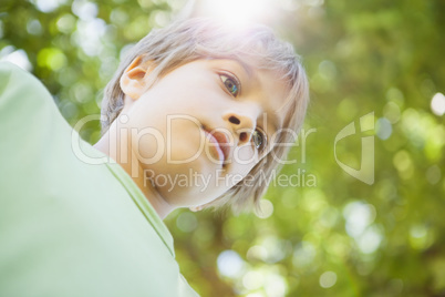 Low angle view of a boy at park