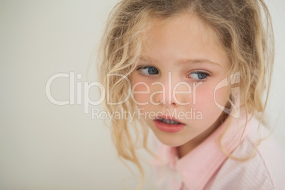 Close-up of a beautiful serious young girl