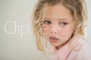 Close-up of a beautiful serious young girl