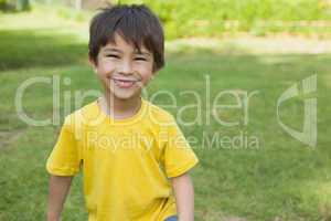 Portrait of a cheerful boy at park