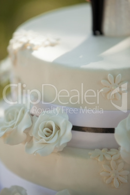 Detail shot of a wedding cake