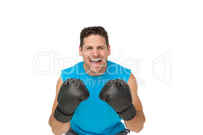 Portrait of a determined male boxer screaming