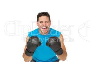 Portrait of a determined male boxer screaming