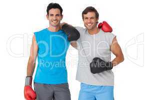 Portrait of two smiling male boxers