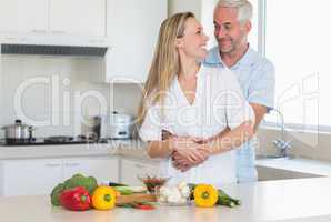 Loving couple preparing a healthy dinner together