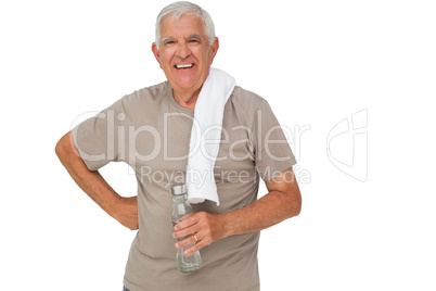 Portrait of a senior man with water bottle