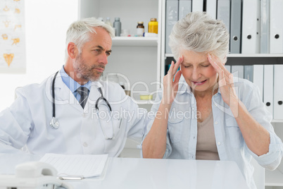 Female senior patient visiting doctor