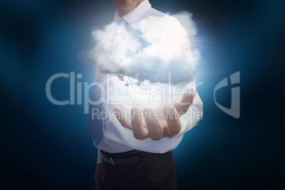 Businessman presenting cloud