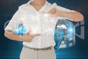 Businesswoman showing interface