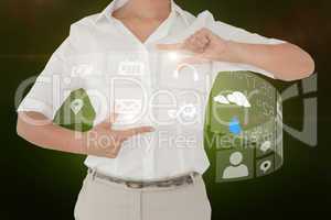 Businesswoman showing interface