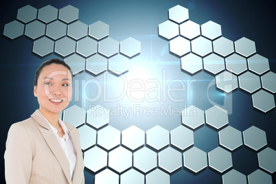 Composite image of smiling asian businesswoman