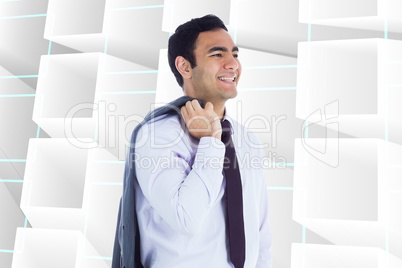 Composite image of smiling businessman standing