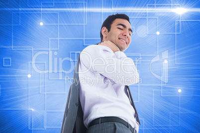 Composite image of smiling businessman standing