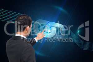 Composite image of asian businessman pointing