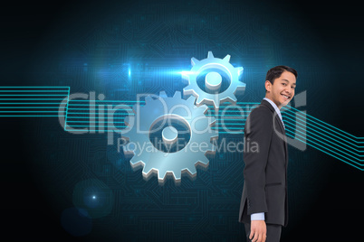 Composite image of smiling asian businessman