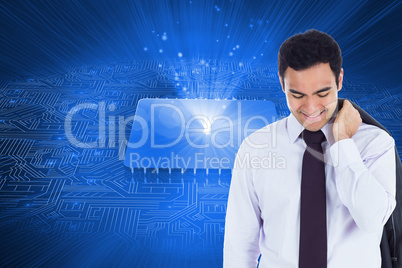 Composite image of smiling businessman standing