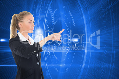 Composite image of businesswoman pointing somewhere Composite image of businesswoman pointing somewhere