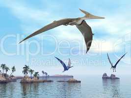 pteranodon dinosaurs flying - 3d render