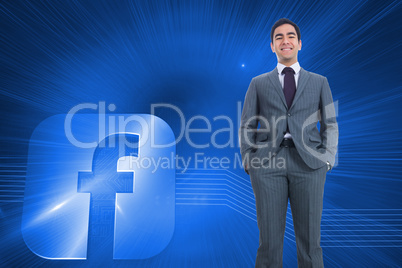 Composite image of smiling businessman standing