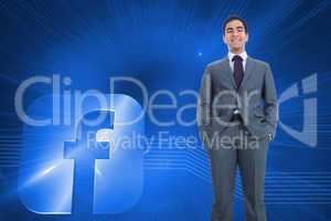 Composite image of smiling businessman standing