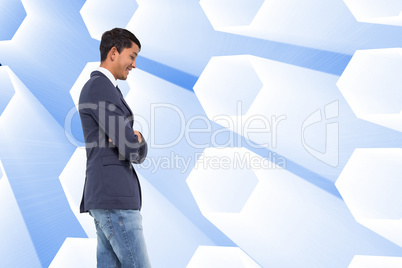 Composite image of smiling casual businessman with arms crossed