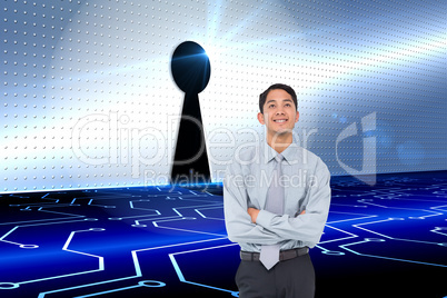 Composite image of smiling asian businessman