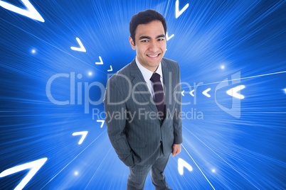 Composite image of smiling businessman standing Composite image of smiling businessman standing