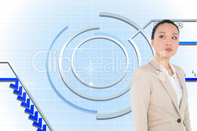 Composite image of unsmiling asian businesswoman